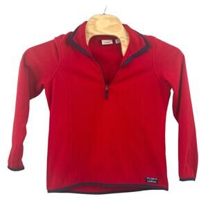 LL Bean Womens Soft-Brushed Fitness Fleece Pullover 1/4 Zip Red Small